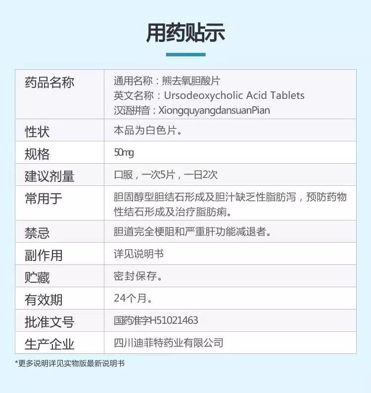 【中國直效郵件】 迪菲特 熊去氧膽酸錠 預防藥物性結石形成及治療脂肪痢 50mg*30片*1瓶