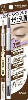日本SANA莎娜 柔和三用眉彩筆 #B7甜粟棕