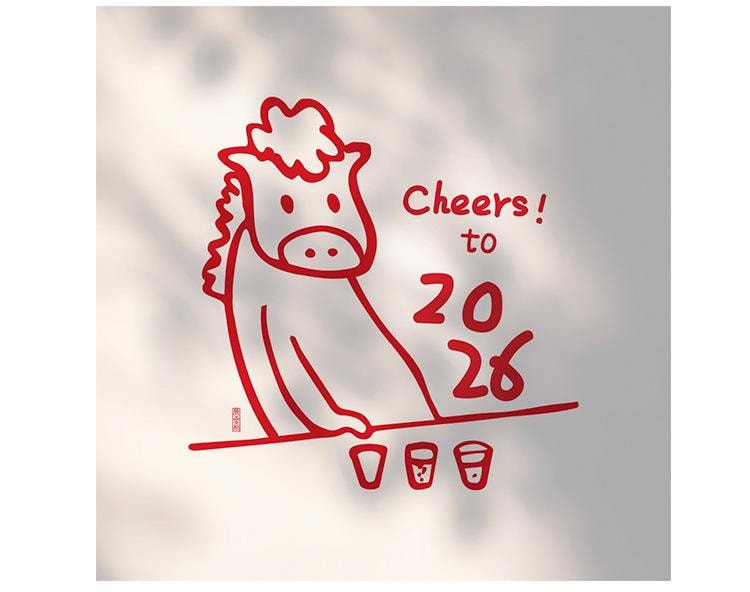 原品生活 可愛新年靜電貼 馬到成功/份 春節裝飾 2026馬年 紅色喜慶 玻璃窗門貼