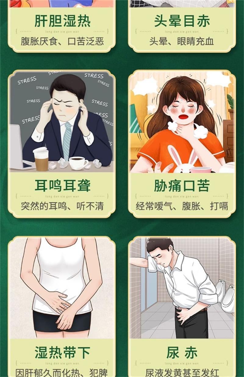 【中国直邮】 恒玉佳 龙胆泻肝丸脾胃虚弱湿气重肝火盛龙胆泻肝汤肝火旺盛湿气重除口臭  6袋 /盒