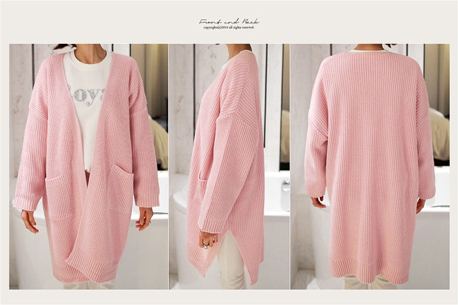 [2018 S/S New] Oversized Side Slit Open Cardigan #Pink One Size(Free)