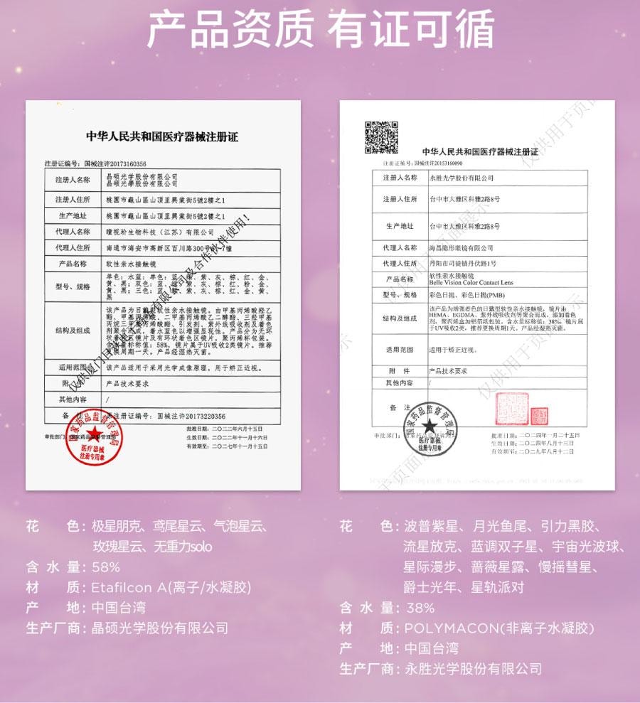 【中國直郵】moody美瞳日拋 太空DISCO金粉系列 波普紫星 (紫色系) 10片裝 -2.50(250)