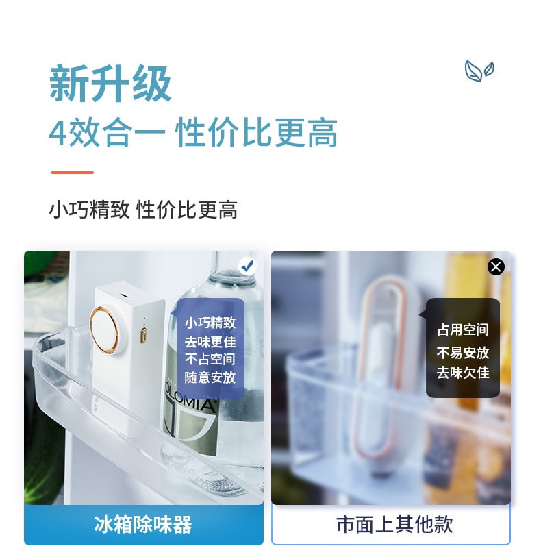 中国 Deqian德前冰箱臭氧除味器家用杀菌消毒除异味净化器鞋柜衣柜除臭机 绿色 1件