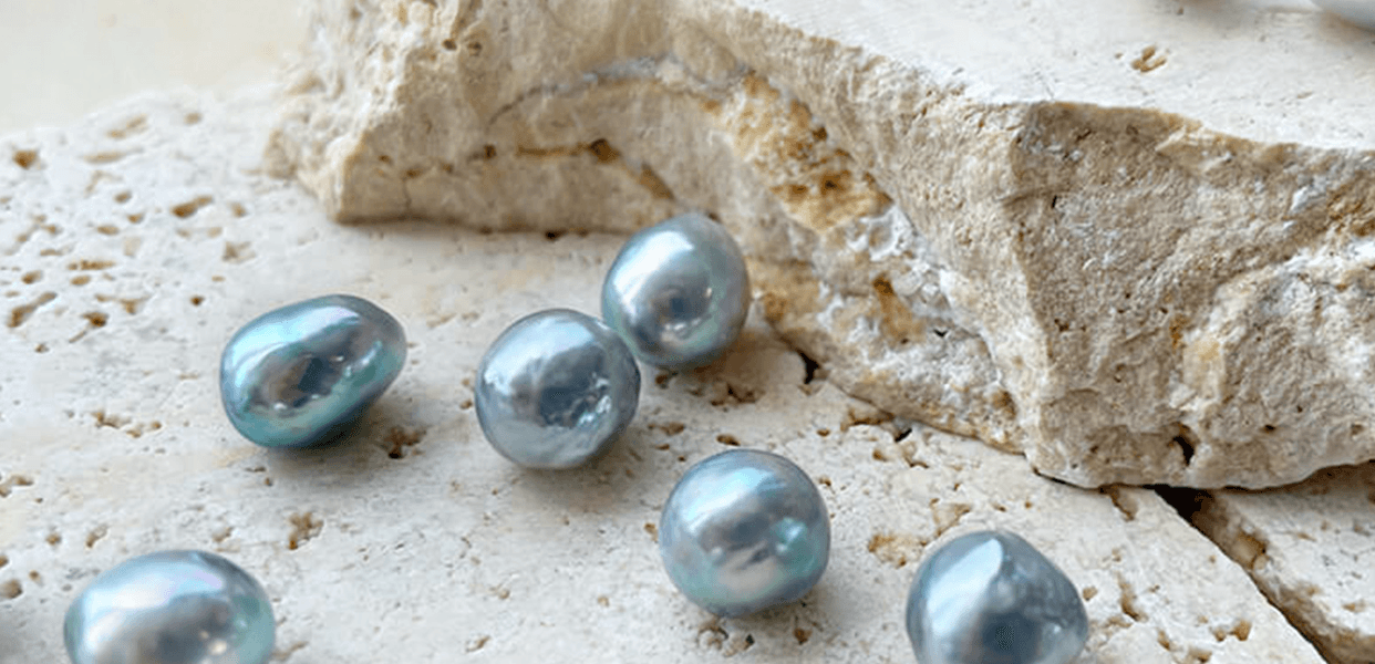 宇和海真珠||SV925鍍銠天然藍灰色巴洛克AKOYA可調式珍珠戒指||1個【特殊商品單獨發貨】