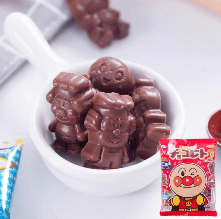 【日本直邮】不二家面包超人巧克力护齿牛奶巧克力糖宝宝零食袋装18粒外包装图案随机