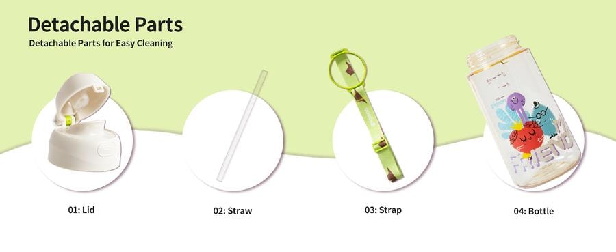 日本 PIGEON贝亲  儿童水杯双饮口大容量吸管杯 PPSU 500ml 浅绿色