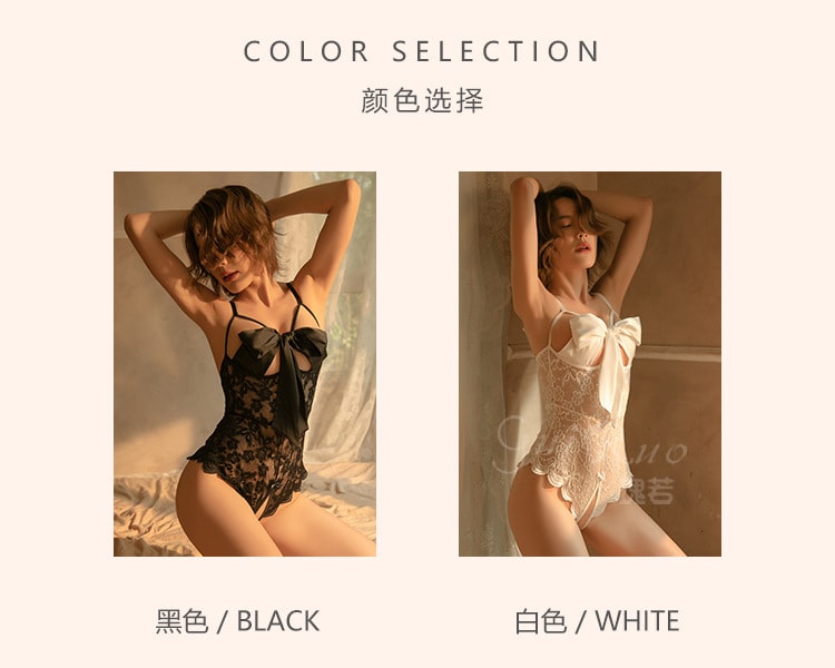 【中国直邮】瑰若 蕾丝 性感 连体衣制服套装 情趣内衣 白色 L码