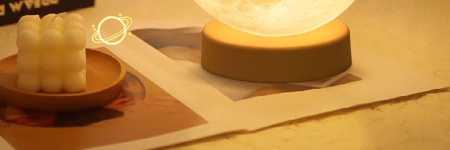 川岛屋 月球灯 可三色变光小夜灯 USB充电 15cm