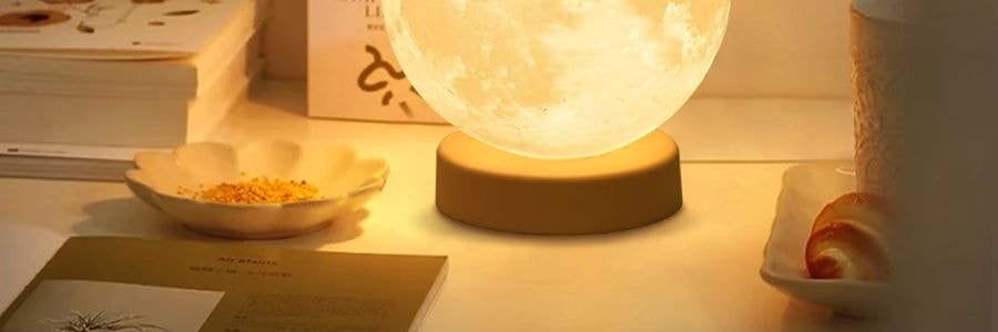 川岛屋 月球灯 可三色变光小夜灯 USB充电 15cm