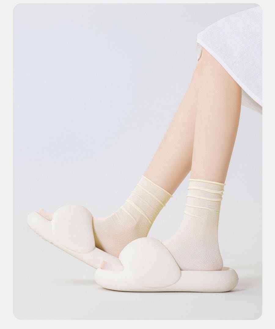 【中国直邮】 宝娜斯 堆堆袜子 吸汗轻薄透气中筒袜 卡其色均码 3双