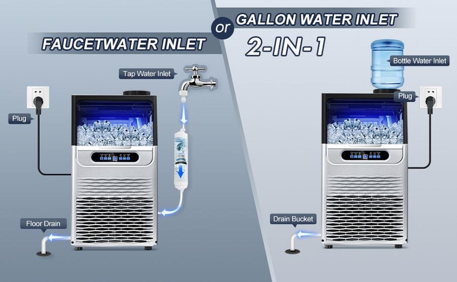 【美國直郵】Zomagas 商用製冰機 90 磅/24 小時帶 22 磅冰粒儲藏箱