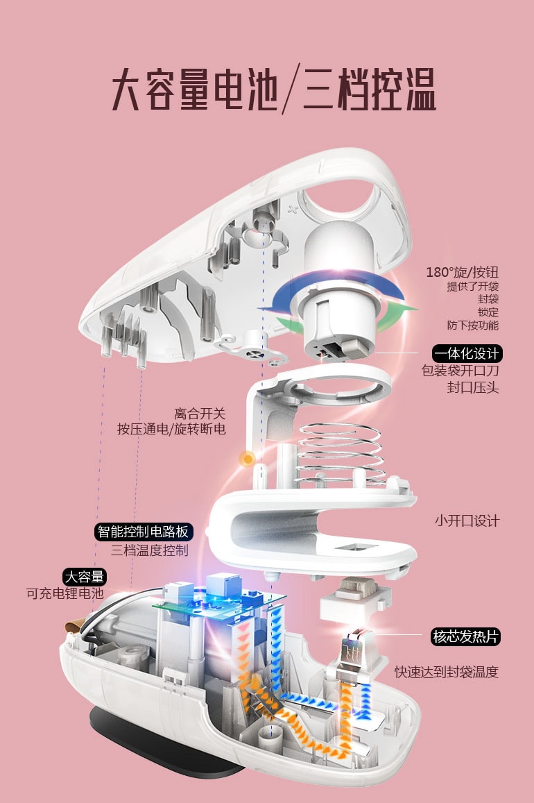 【中国直邮】物鸣   F3便携小型零食包装封口机零食塑封神器 密封保鲜机   白色款