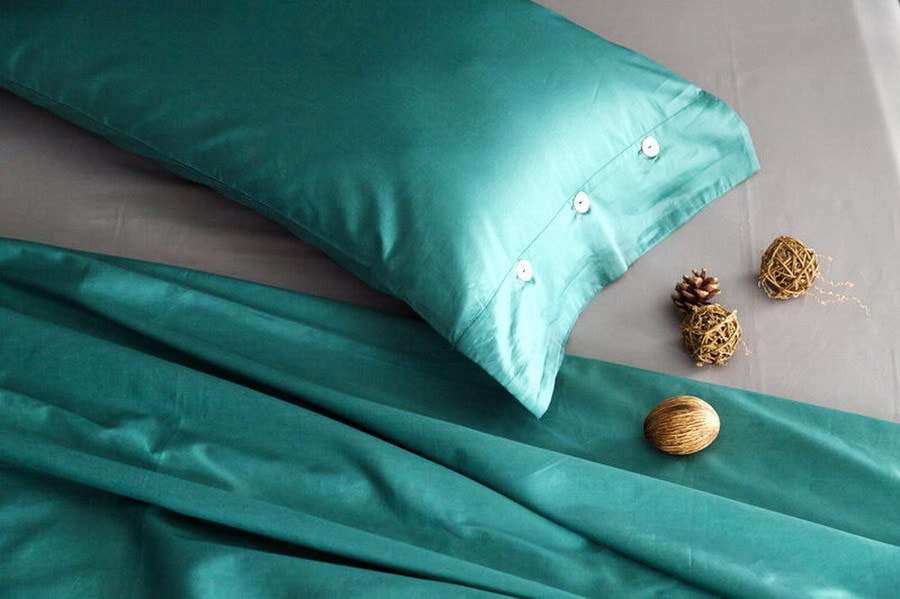 100% Egyptian Cotton 800 Thread Count Reversible 3 piece Duvet Cover Set Dark green & Grey Queen/King