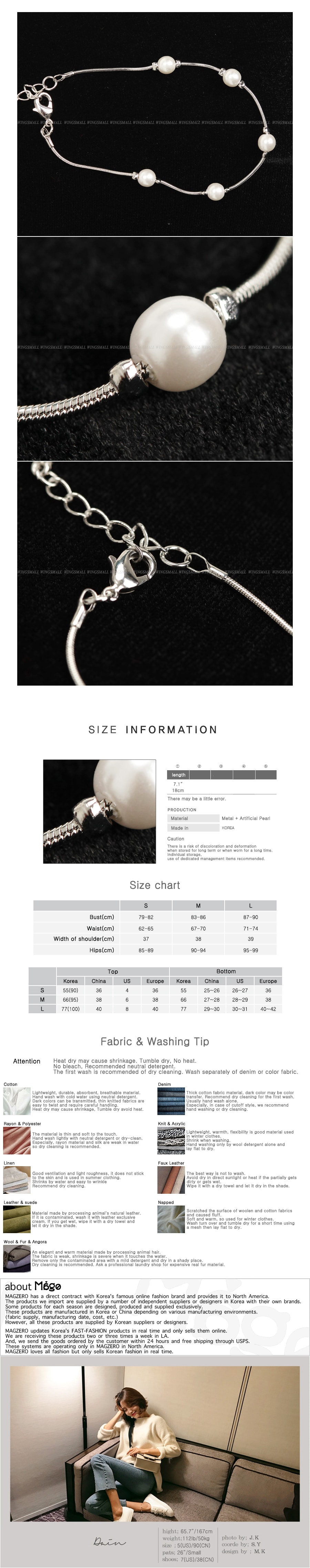 KOREA [Free Shipping] Faux Pearl Ankle Bracelet #Silver