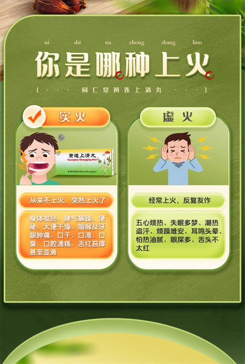【中國直郵】 北京同仁堂 黃連上清丸 牙齒疼痛清熱通便小便短赤大便乾燥咽喉腫痛 10丸/盒