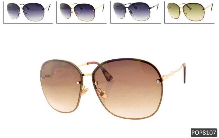 Fashion Sunglasses 8107 Gold Frame/Green Lens