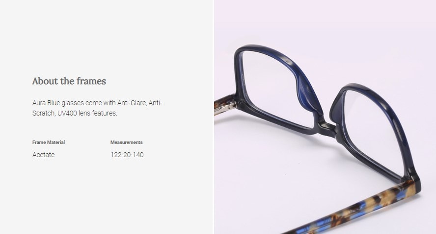 Digital Protection Eyeglasses: Aura - Blue (DL75029 C3) - Lens Included