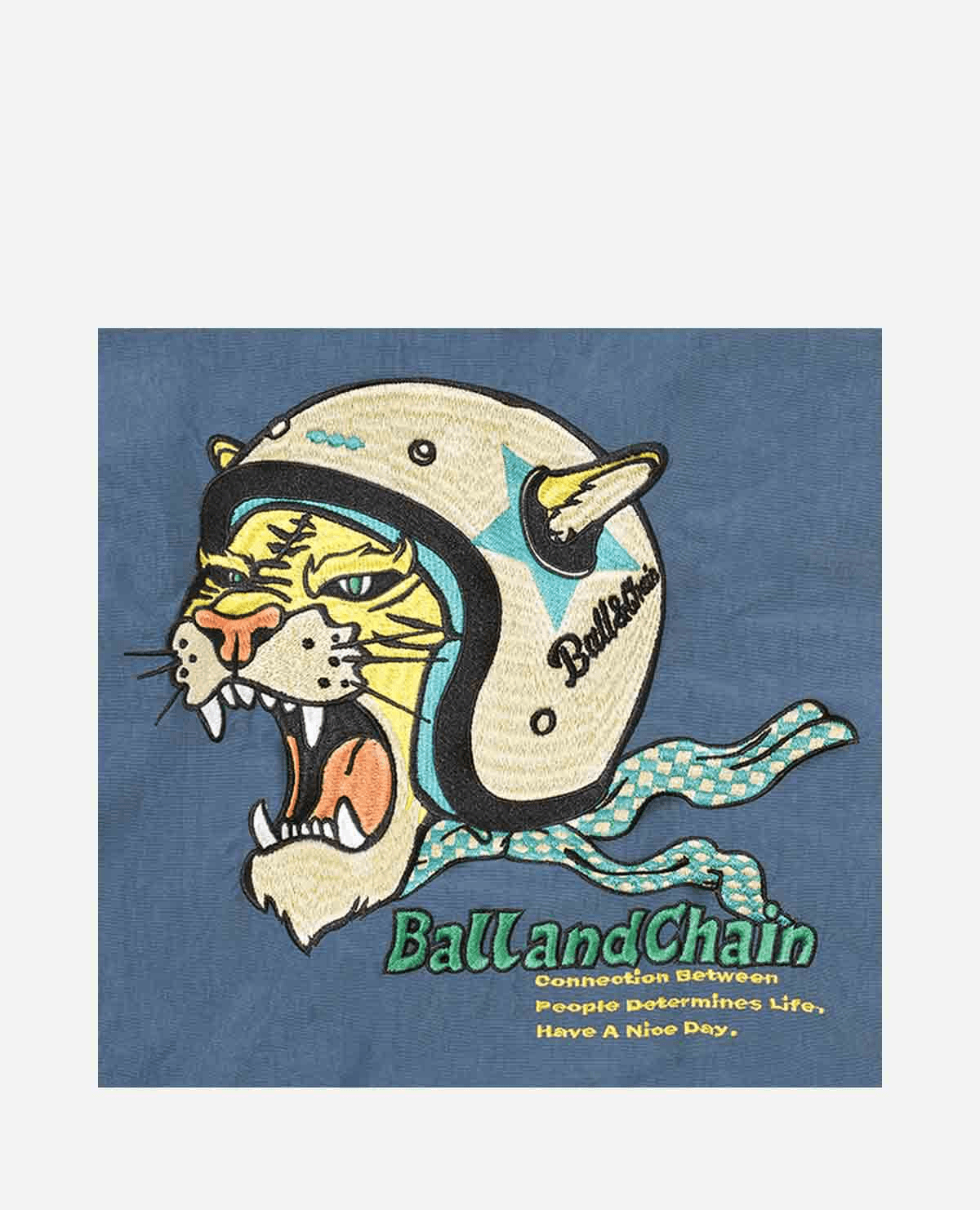 Ball&Chain 潮流虎刺繡單肩包 藍色M號 165g