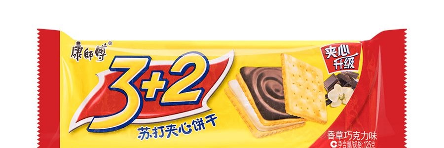 康師傅 3+2蘇打夾心餅乾 香草巧克力口味 125g