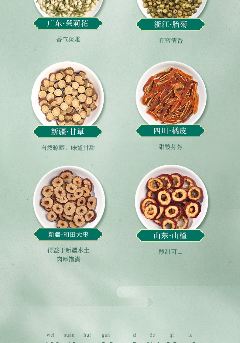 [China Direct Mail] Li Ziqiqing Herbal Tea Honeysuckle Tea Cassia Seed Orange Peel Hawthorn Licorice Combination Tea 60g