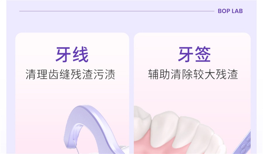 【中国直邮】BOP牙线 超细家庭装 果味便携牙线棒家用牙签线剔牙神器儿童牙线 100支/白桃2盒