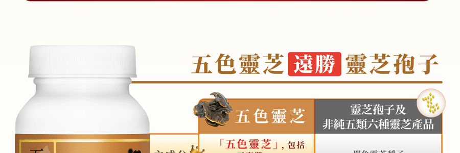 VITA GREEN维特健灵 纯野生五色灵芝 60粒 每日两粒补五脏 宁神安眠提升睡眠质素 增强活力抗氧化能力