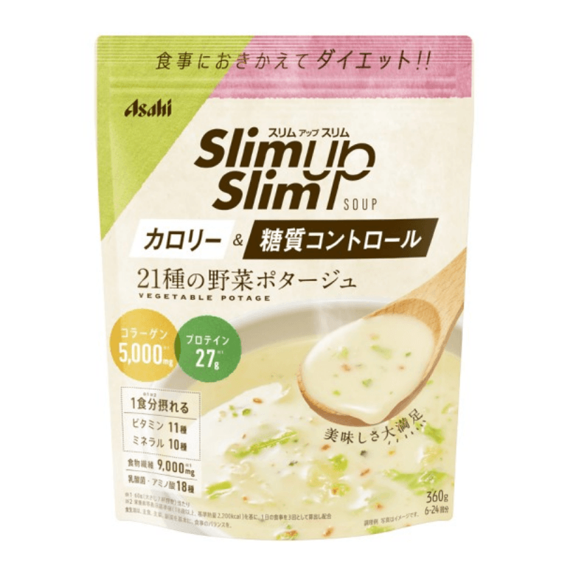 日本朝日ASAHI SLIM UP SLIM 膠原蛋白代餐粉 減肥瘦身粉 21種蔬菜奶油馬鈴薯濃湯 360g