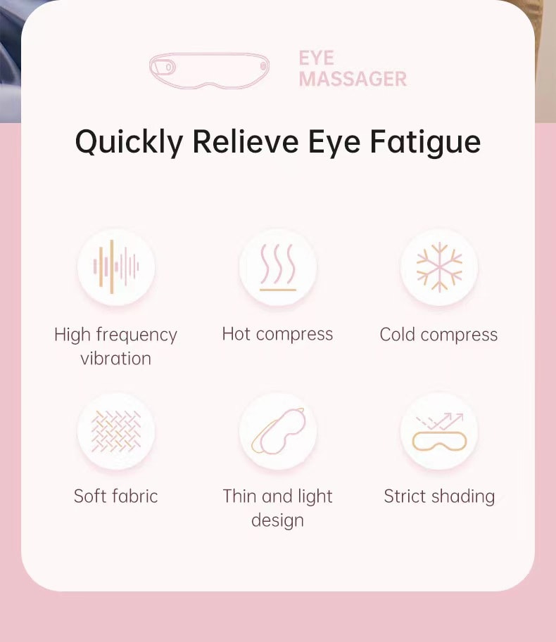 【兩種款式隨機出貨 功能完全一樣】智慧充電護眼儀眼部按摩儀冷熱敷震動眼罩 藍色 1件