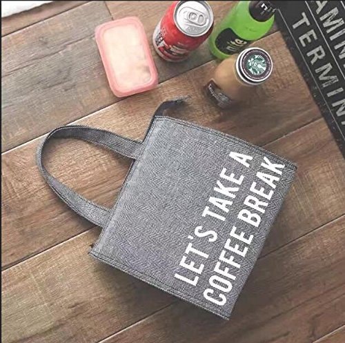 Lunch Bag Thermal Insulated Lunch Box Tote Cooler Zipper Bag Bento Lunch Pouch - Tweed Grey