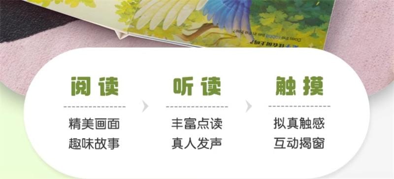 【中国直邮】 宝宝巴士 绘本1-2岁触摸书婴幼儿童早教启蒙认知3D机关立体中英双语有声书 森林触摸大书1册