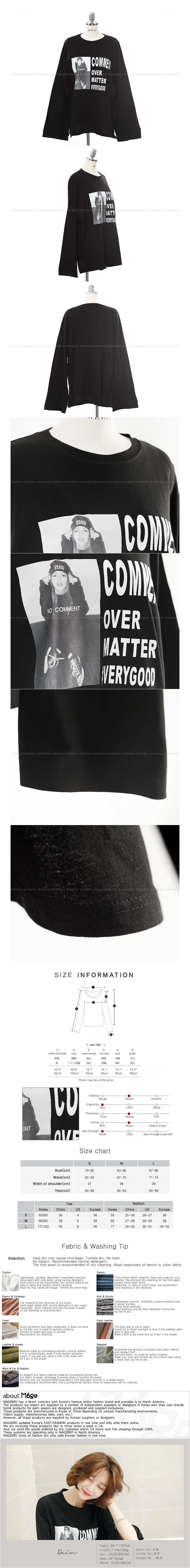 [韩国正品] MAGZERO COMMENT图案宽松T恤 #黑色 One Size(Free) [免费配送]