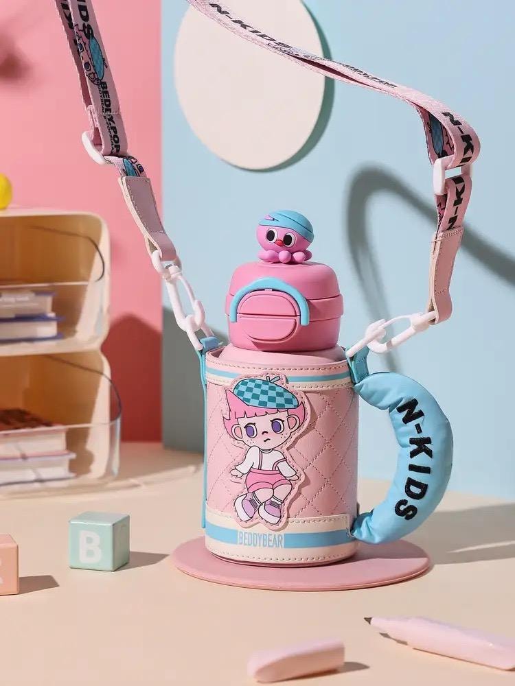 韩国 BEDDYBEAR 杯具熊 保温杯 高颜值库洛米双饮杯子 宝宝幼儿园小学生儿童水杯 600ml 粉色