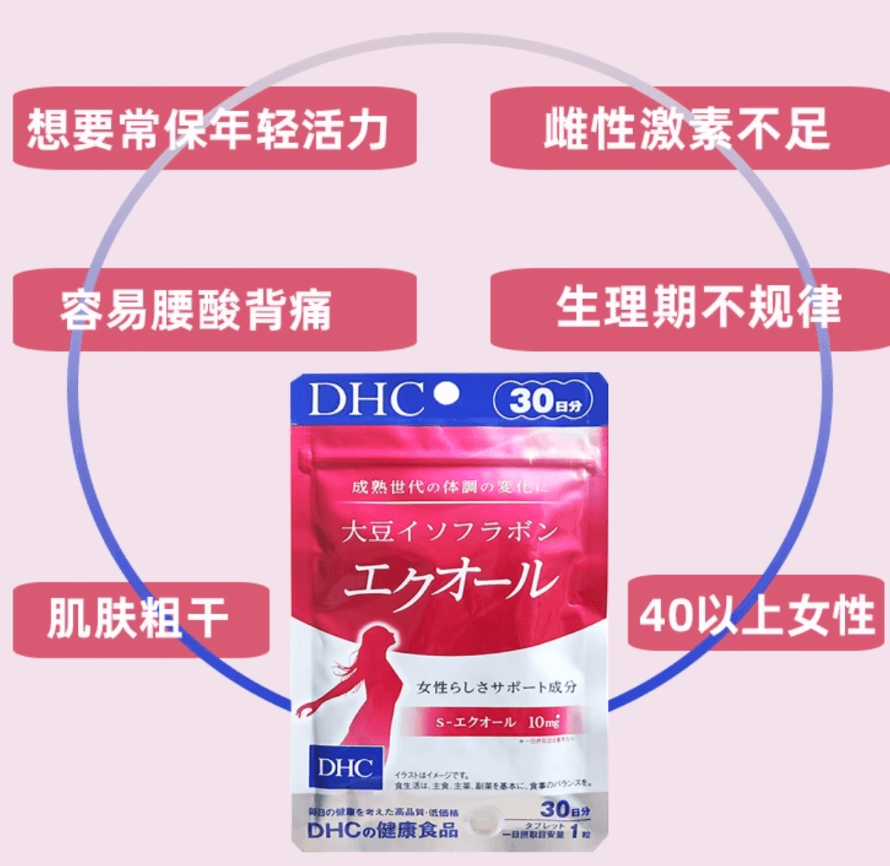 【日本直邮】DHC大豆异黄酮加强版雌马酚更年期调理40以上女士安神30粒/30日量