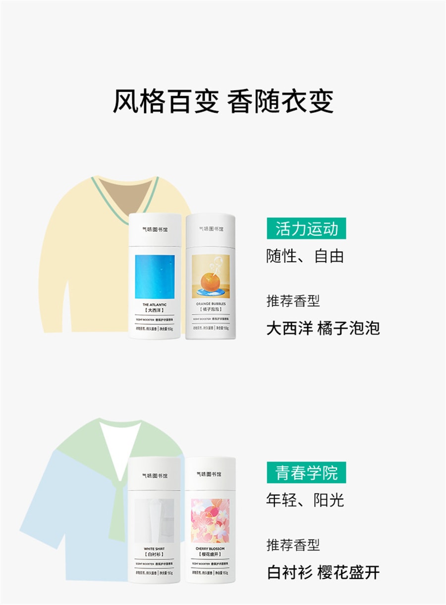 【中國直郵】氣味圖書館 香氛護衣留香珠洗衣香水持久留香除菌 白襯衫150g/瓶
