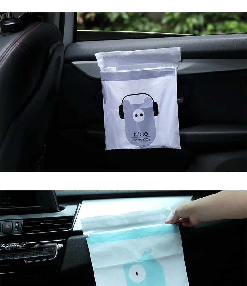 【中国直邮】鑫友  汽车车载垃圾袋垃圾桶粘贴式便携一次性清洁袋    粉色15个