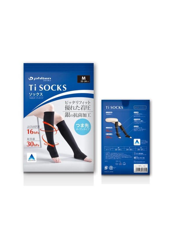 Ti Compression Socks Long Open Toe Medium Black