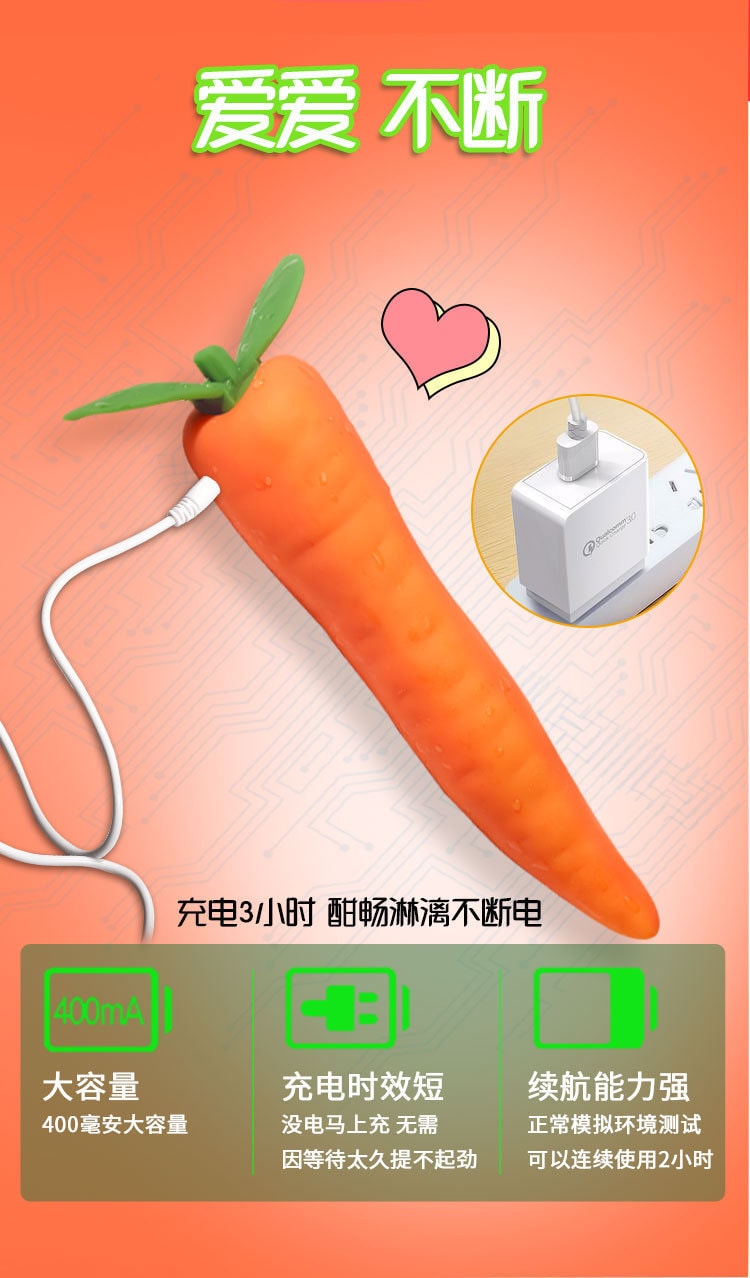 【中國直郵】夜櫻 女用頑石蔬菜模擬時尚清新震動棒 情趣用品 胡蘿蔔戰士 保密出貨