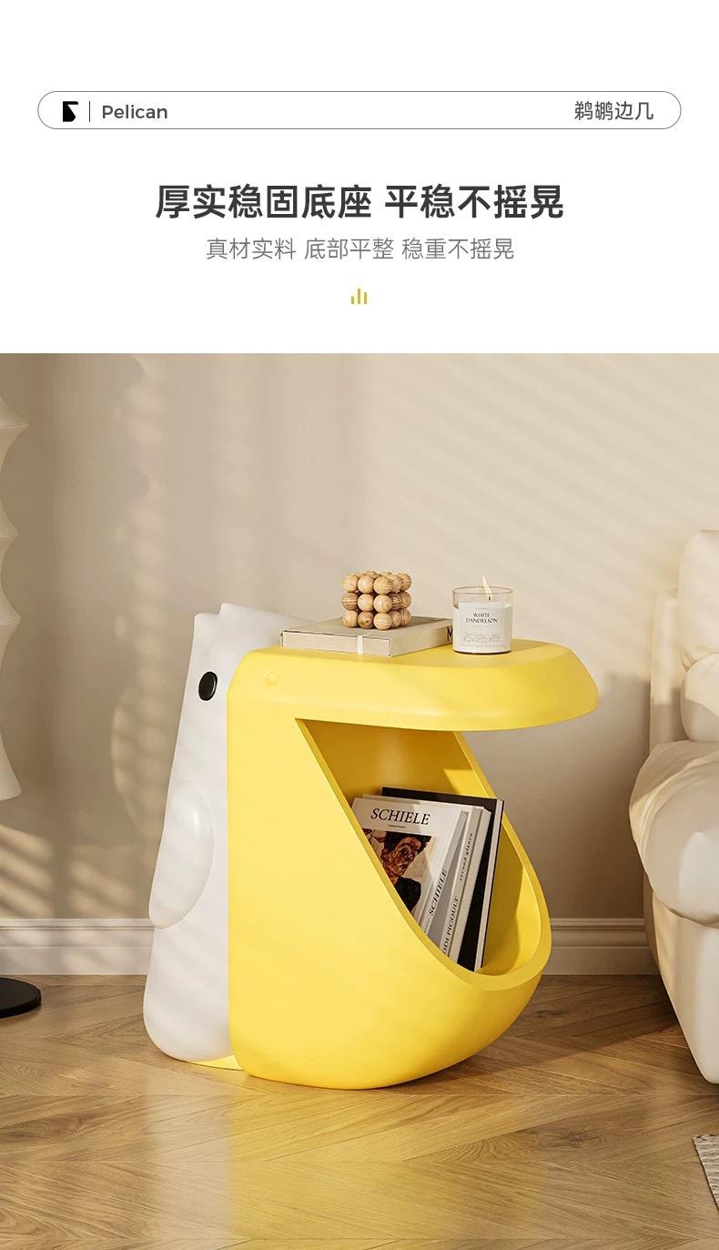 【中國直郵】 FOXTAIL 鵜鶘落地擺飾 創意邊幾 客廳 卡通零食收納 可愛茶几 禮物 溫暖好物-貪吃鵜鶘邊幾擺件 1件*預計到達時間3-4週