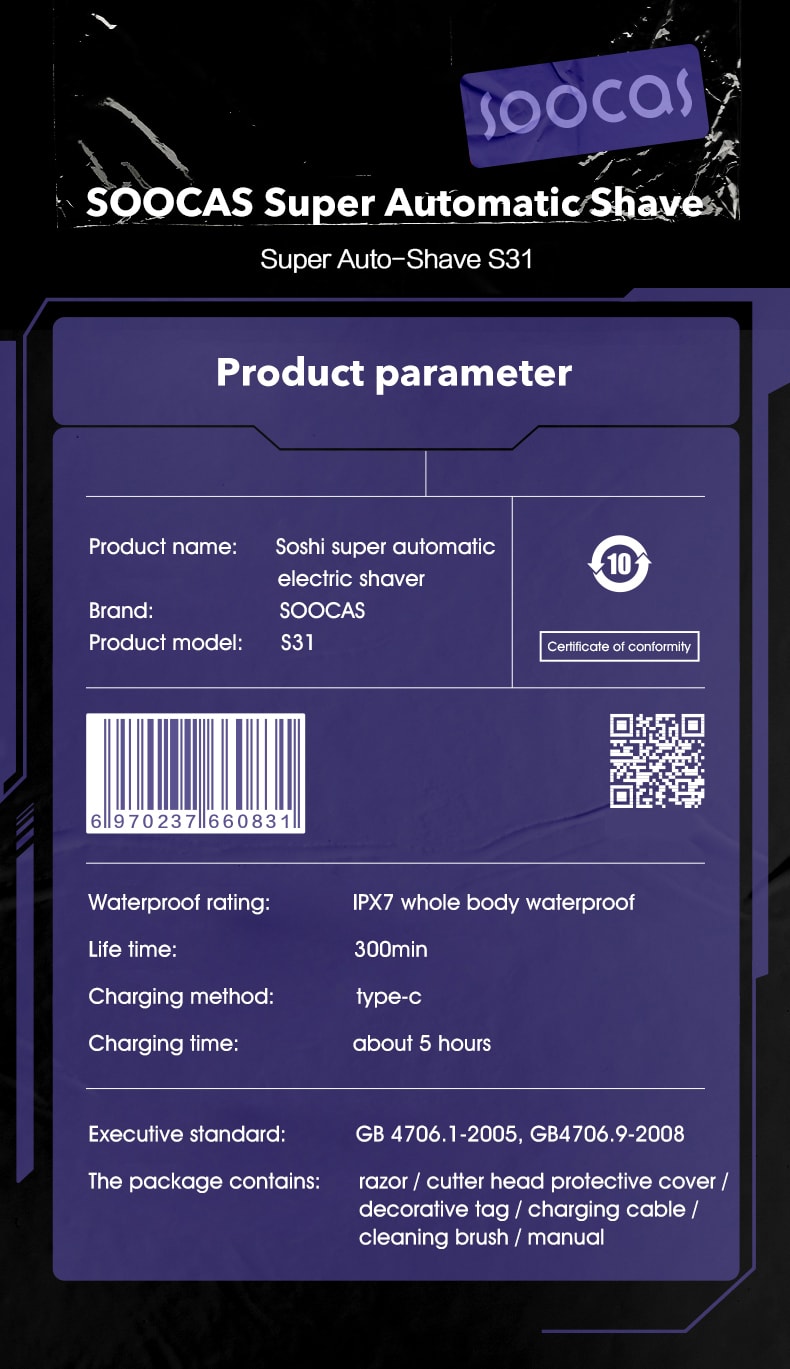 Smart Electric Shaver Purple Orange