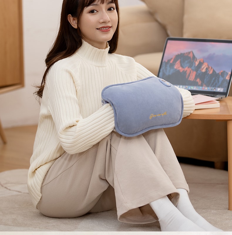 【中国直邮】 冇心 暖手袋充电式防爆秋冬暖宝宝女生用毛绒可爱敷肚子热水袋暖手宝神器 造梦蓝+充电宝