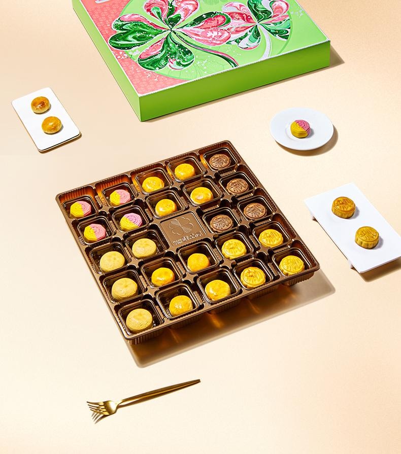 【中國直郵】 臻味坊 鮮品荷月中秋月餅禮盒 720g 高級新式健康流心月餅送禮