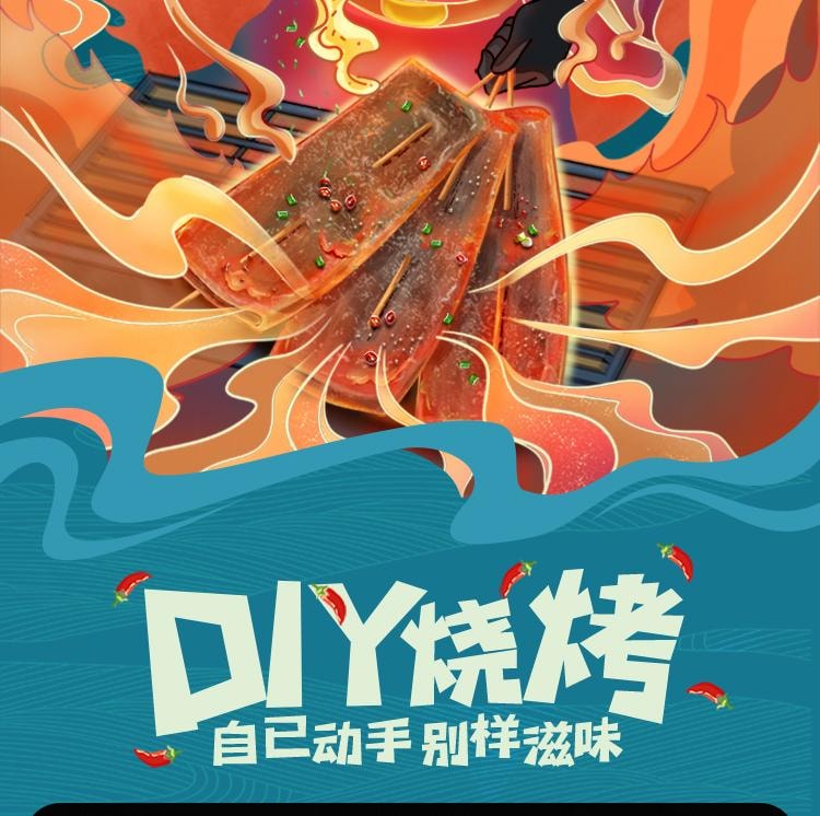 【中國直郵】 蜀風雅香 味古蜀 燒烤苕皮 重慶四川特產 整張苕皮 燒烤 大張粉皮 家用配料12片/3袋 140g*3