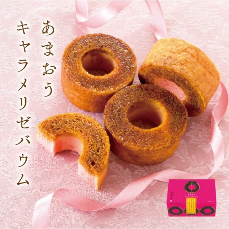 【日本直郵】日本博多特產 AMAOU 草莓焦糖年輪蛋糕 3枚裝
