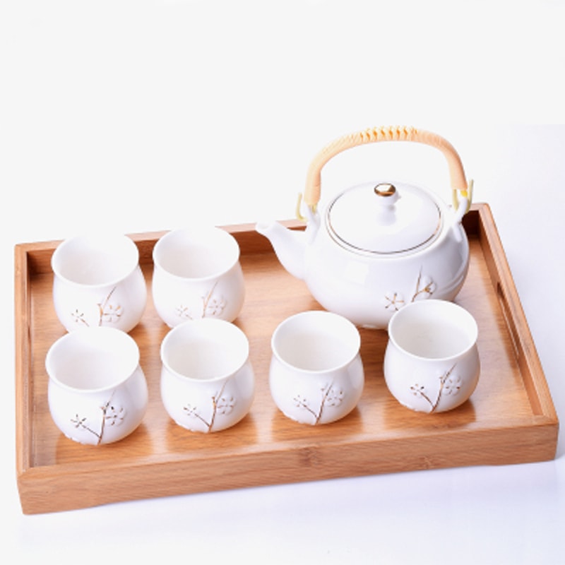 BESTLEAFTEA - 提樑壺茶具套裝家用茶杯功夫茶具托盤茶壺 一壺六杯