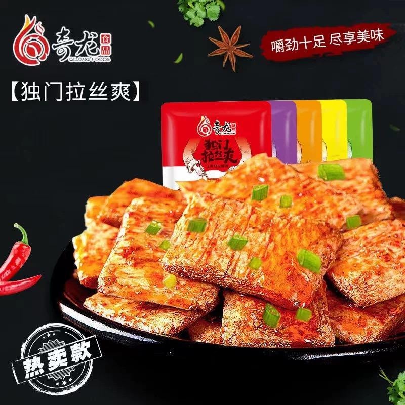 张奇龙 独门拉丝爽豆干 手撕素肉辣条 素肉素牛排混合味20g*5袋