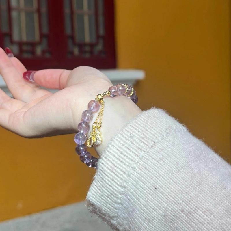 【錦繡前程】天然玻利維亞紫水晶手鍊 助學登科靈性淨化手串 情人節送禮佳選 8mm