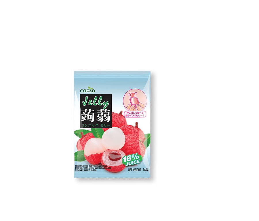 【马来西亚直邮】马来西亚 COZZO 高柔 蒟蒻可吸果汁果冻 - 荔枝味 160g