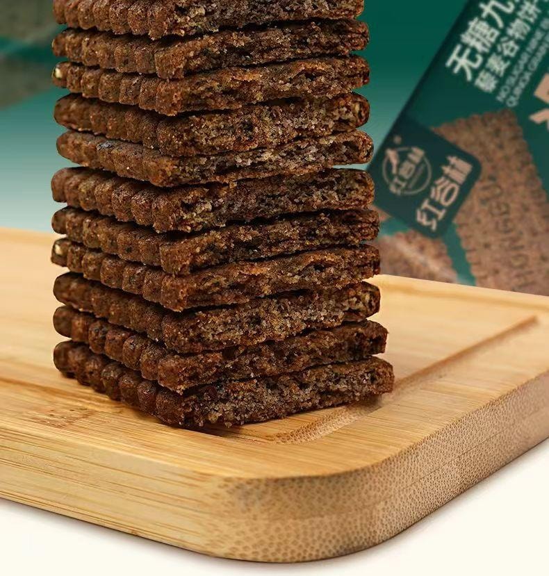 红谷林 无糖九黑藜麦谷物饼干 9种黑色食材黑全麦粉添加量≥55% 健康食养 谷物原香 口感丰富  208g