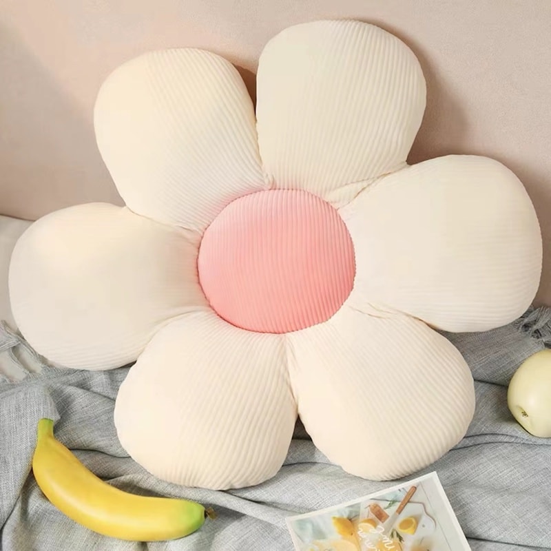 【中国直邮】Lullabuy 小菊花抱枕坐垫 绿芯米白 32 -35 cm