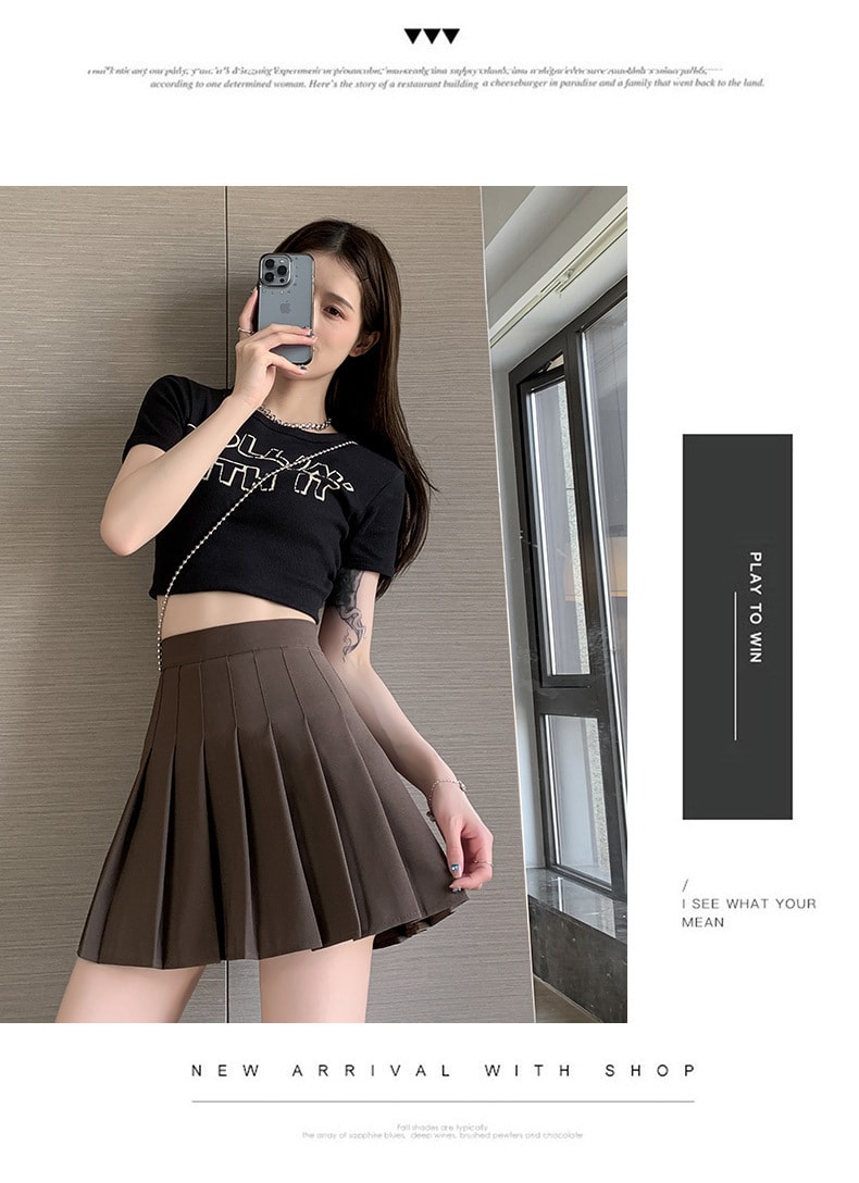 【中国直邮】爪哇岛 夏季新品 高腰显瘦 jk百褶裙学院风 XS码 灰色款